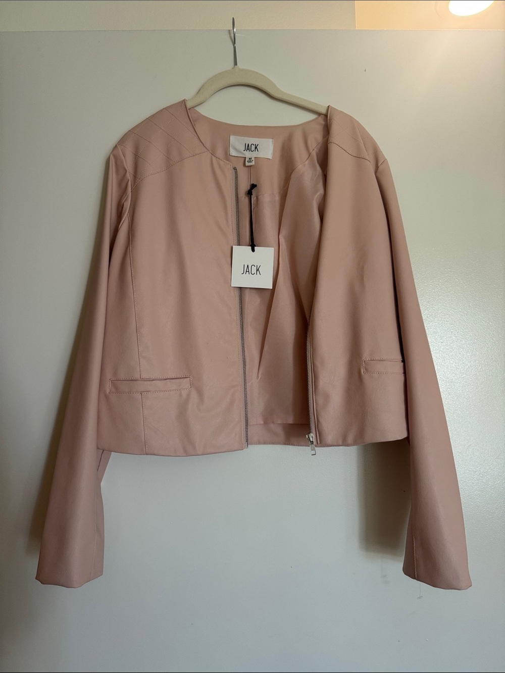 Jack by BB Dakota Light Blush Leather Zip Jacket
